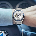 Maserati Triconic Automatic Skeleton Grey Dial Silver Steel Strap Watch For Men - R8823139002