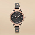 Fossil Georgia Smoke Grey Dial Grey Leather Strap Watch for Women - ES3077