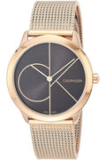 Calvin Klein Minimal Black Dial Rose Gold Mesh Bracelet Watch for Men - K3M22621