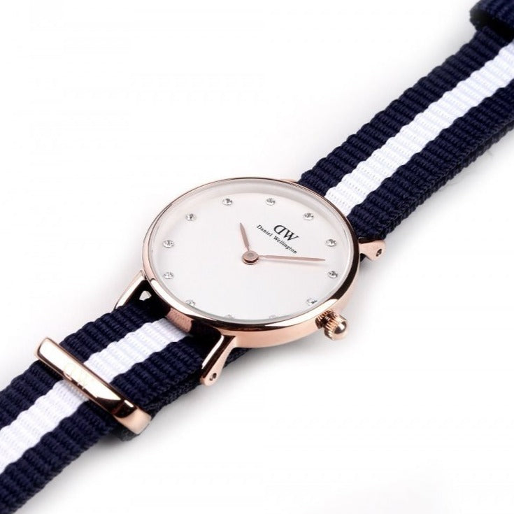 Daniel Wellington Classy Glasgow White Dial Two Tone Nylon Strap Watch For Women - DW00100066