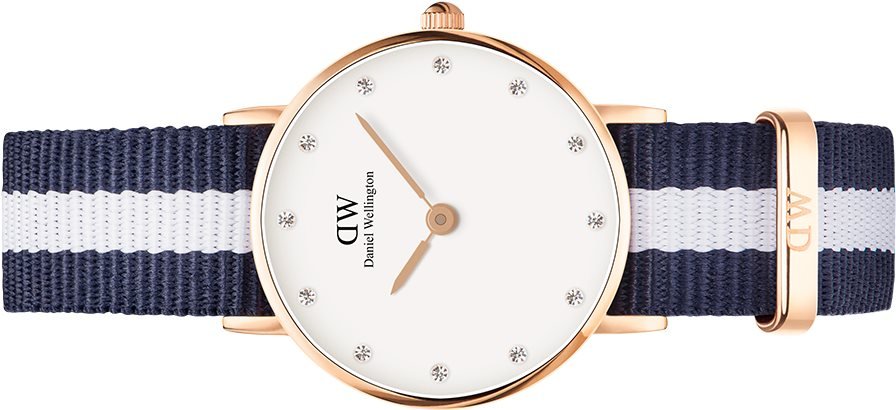 Daniel Wellington Classy Glasgow White Dial Two Tone Nylon Strap Watch For Women - DW00100066