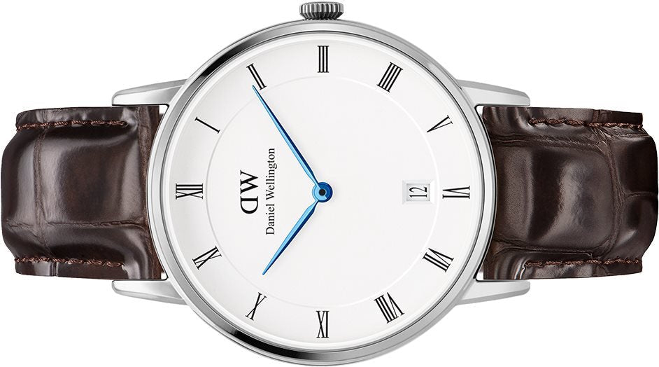 Daniel Wellington Dapper York Quartz White Dial Dark Brown Leather Strap Watch For Women - DW00100097