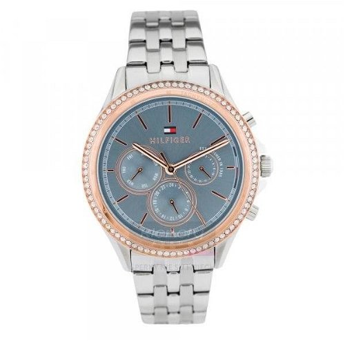 Tommy Hilfiger Ari Diamonds Blue Dial Silver Steel Strap Watch for Women - 1781976