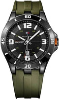 Tommy Hilfiger Drew Black Dial Green Rubber Strap Watch for Men - 1791065