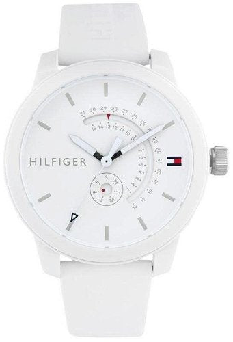 Tommy Hilfiger Denim Analog White Dial White Rubber Strap Watch for Men - 1791481