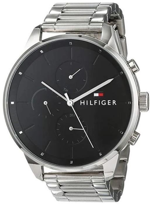 Tommy Hilfiger Chase Quartz Black Dial Silver Steel Strap Watch For Men - 1791485