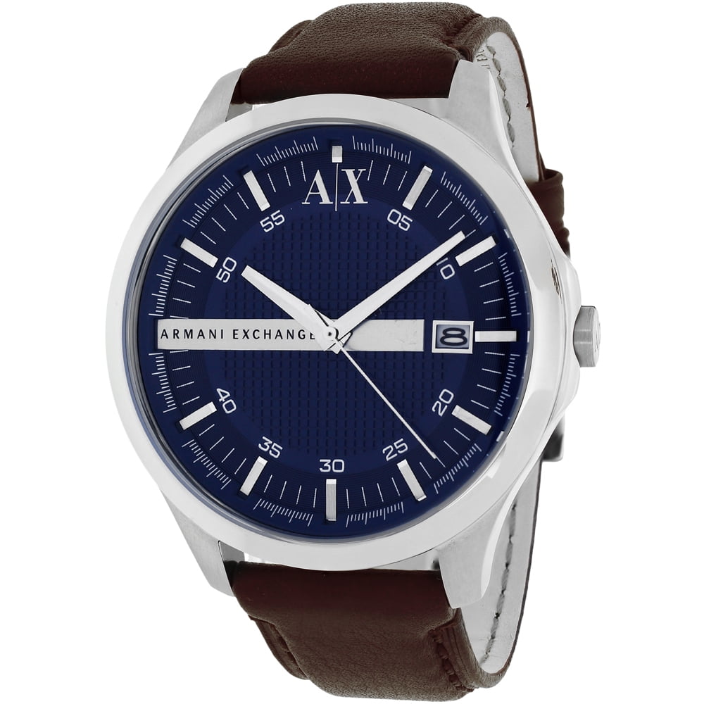 Armani Exchange Hampton Chronograph Blue Dial Brown Leather Strap Watch For Men - AX2133