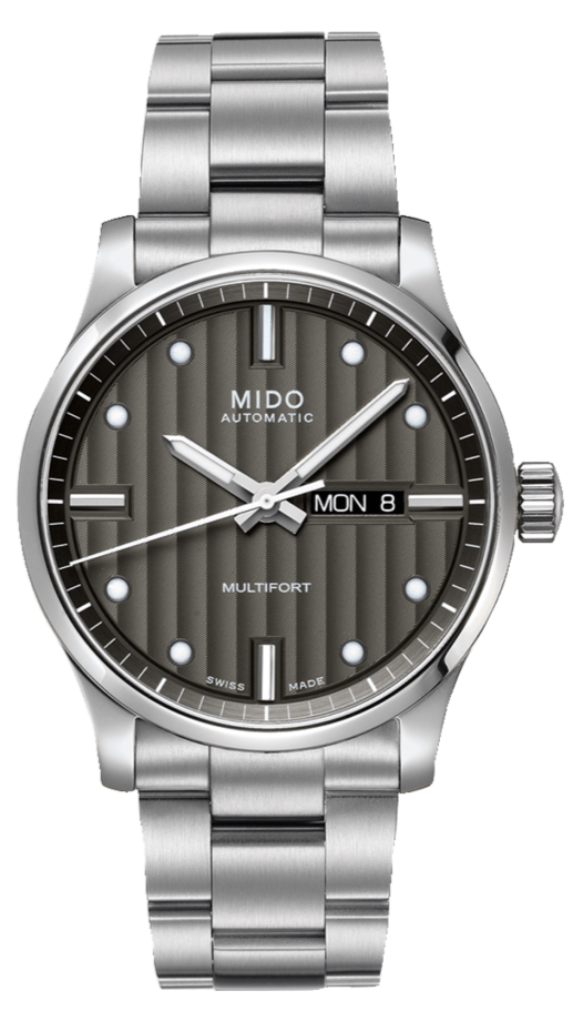 Mido Multifort Automatic Gray Dial Silver Steel Strap Watch For Men - M005.430.11.061.80