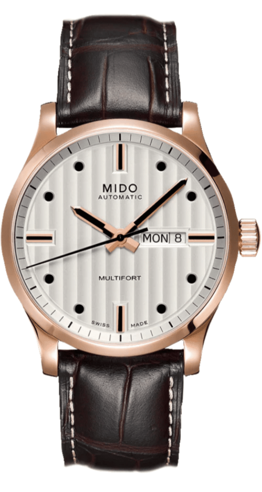 Mido Multifort Automatic Silver Dial Brown Leather Strap Watch For Men - M005.430.36.031.80