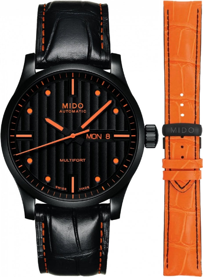 Mido Multifort Automatic Special Edition Black Dial Black Leather Strap Watch For Men - M005.430.36.051.80