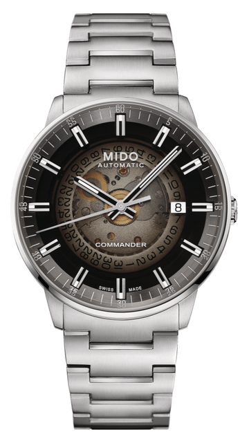 Mido Commander Automatic Gradient Black Dial Silver Steel Strap Watch For Men - M021.407.11.411.00