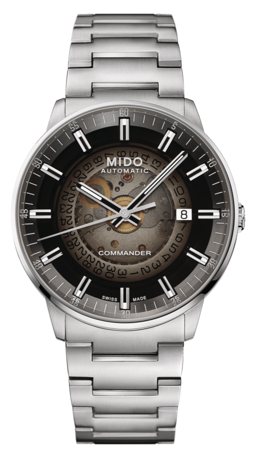 Mido Commander Automatic Gradient Black Dial Silver Steel Strap Watch For Men - M021.407.11.411.00