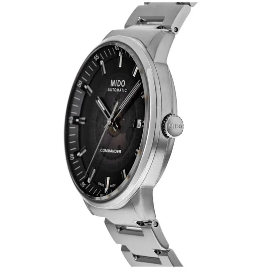 Mido Commander Automatic Gradient Black Dial Silver Steel Strap Watch For Men - M021.407.11.411.00