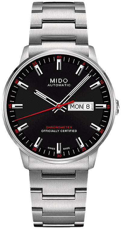 Mido Commander II Automatic Black Dial Silver Steel Strap Watch For Men - M021.431.11.051.00