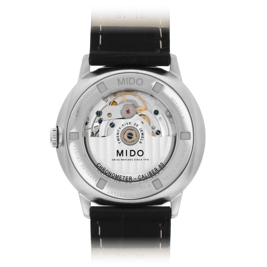 Mido Comander II Automatic Chronometer Silver Dial Black Leather Strap Watch For Men - M021.431.16.031.00