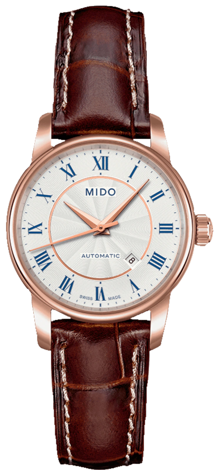 Mido Baroncelli III Automatic Silver Dial Brown Leather Strap Watch For Women - M7600.2.21.8