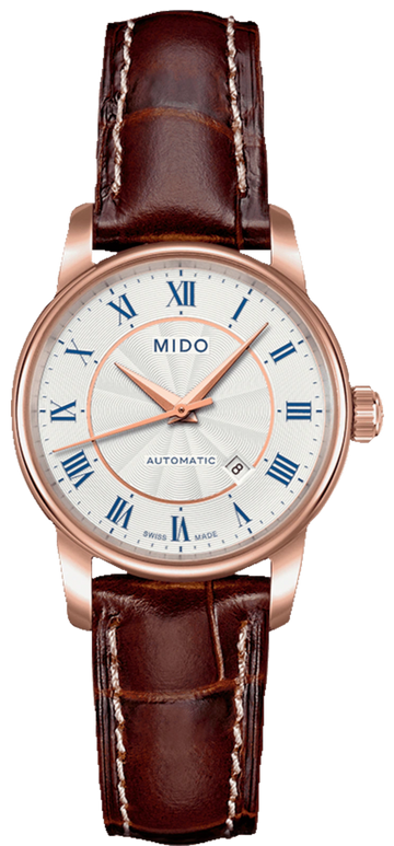 Mido Baroncelli III Automatic Silver Dial Brown Leather Strap Watch For Women - M7600.2.21.8