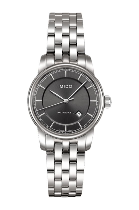 Mido Baroncelli III Automatic Grey Dial Silver Steel Strap Watch For Women - M7600.4.13.1