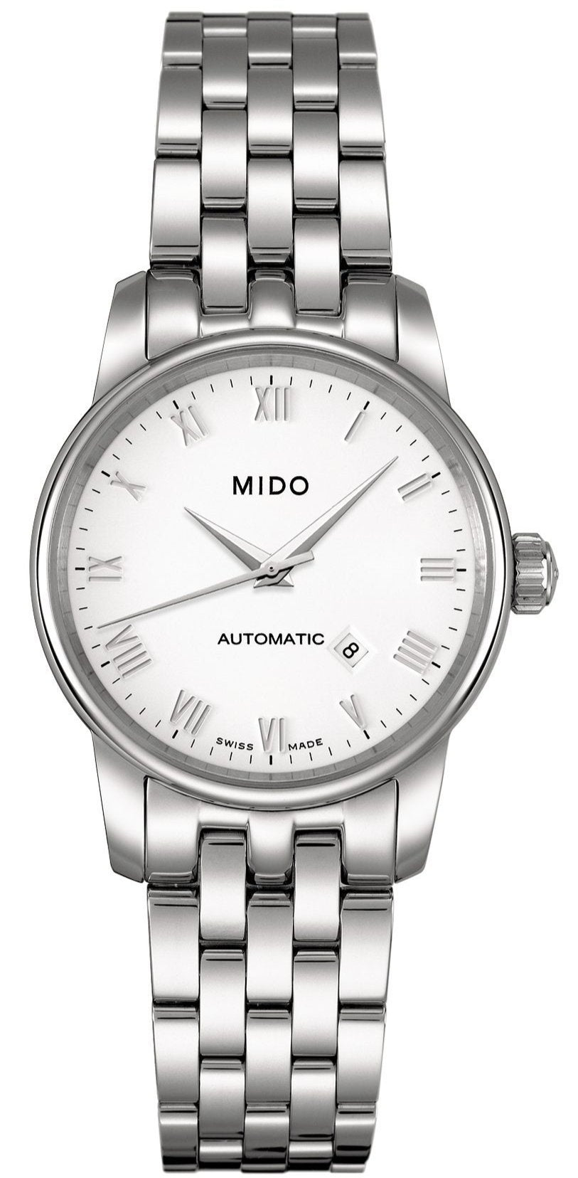 Mido Baroncelli III Automatic White Dial Silver Steel Strap Watch For Women - M7600.4.26.1