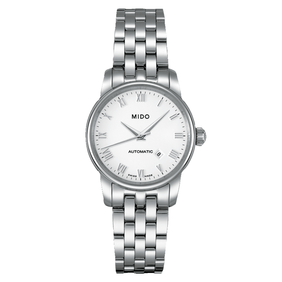 Mido Baroncelli III Automatic White Dial Silver Steel Strap Watch For Women - M7600.4.26.1