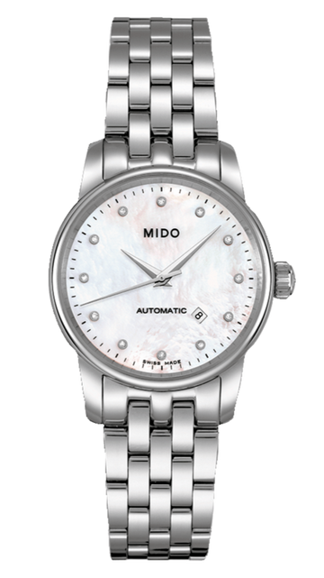 Mido Baroncelli Automatic Mother Of Pearl Dial Silver Steel Strap Watch For Women - M7600.4.69.1