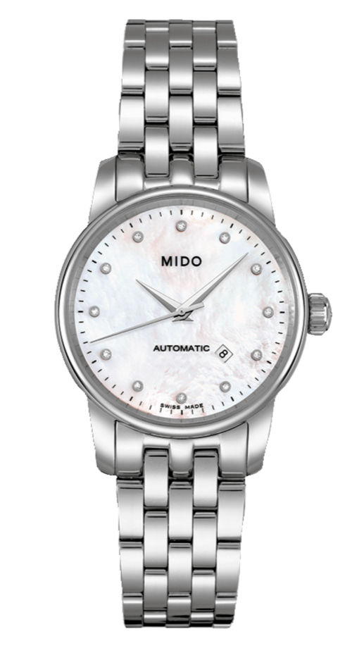 Mido Baroncelli Automatic Mother Of Pearl Dial Silver Steel Strap Watch For Women - M7600.4.69.1