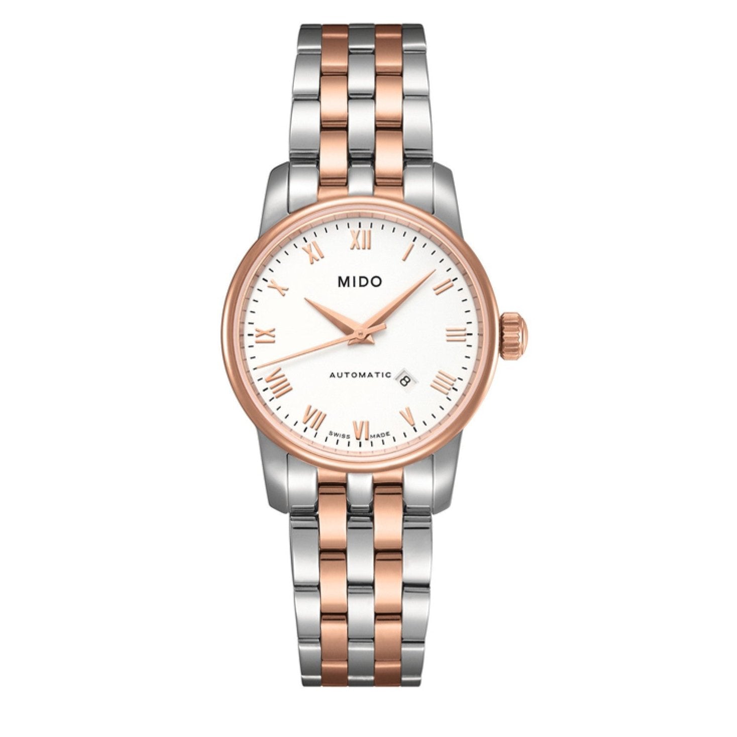 Mido Baroncelli III Automatic White Dial Two Tone Steel Strap Watch For Women - M7600.9.N6.1