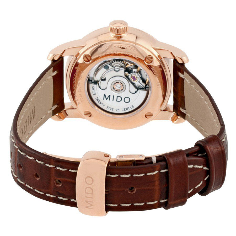 Mido Baroncelli III Automatic Silver Dial Brown Leather Strap Watch For Women - M7600.2.21.8