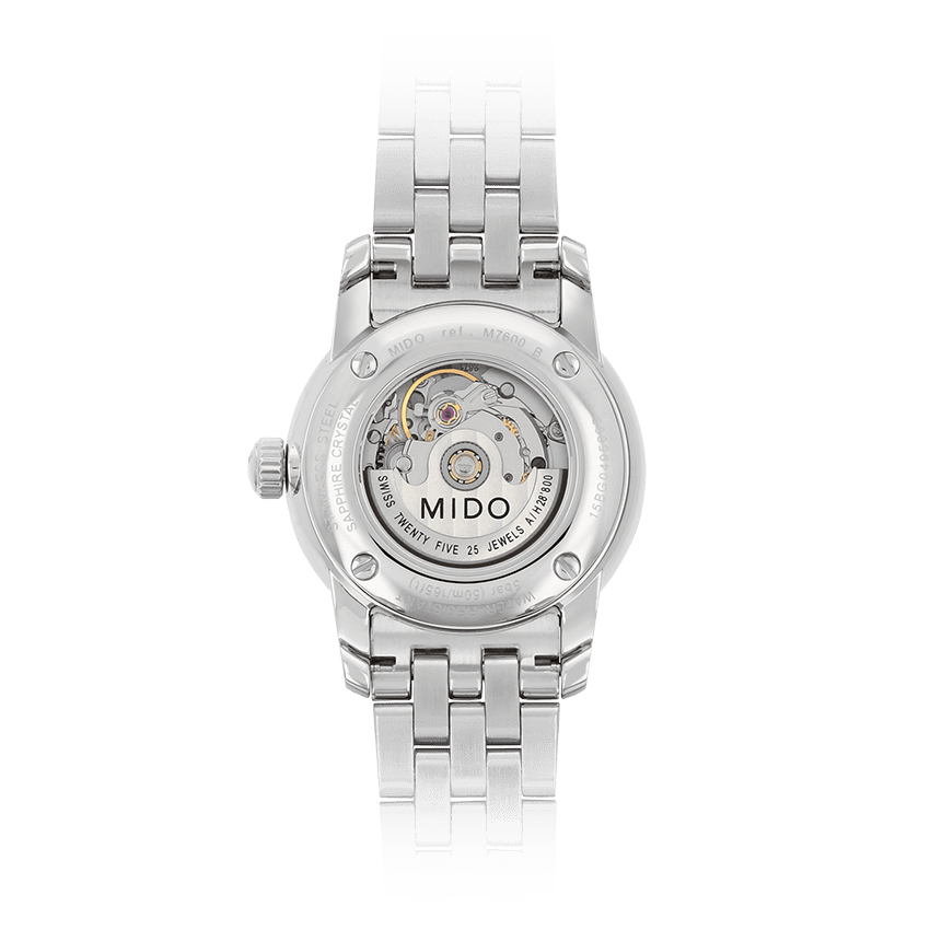 Mido Baroncelli III Automatic Diamonds White Dial Silver Steel Strap Watch For Women - M7600.4.66.1