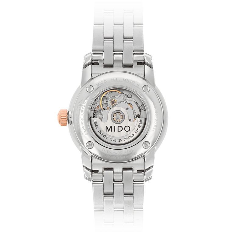 Mido Baroncelli III Automatic White Dial Two Tone Steel Strap Watch For Women - M7600.9.N6.1