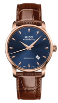 Mido Baroncelli III Automatic Blue Dial Brown Leather Strap Watch For Men - M8600.3.15.8