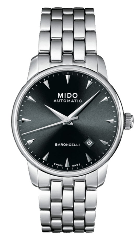 Mido Baroncelli Ii Automatic Black Dial Silver Steel Strap Watch For Men - M8600.4.18.1