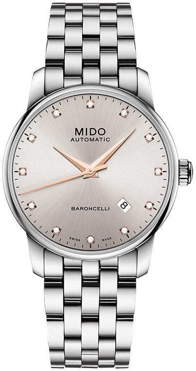 Mido Baroncelli III Automatic Silver Dial Silver Steel Strap Watch For Men - M8600.4.67.1