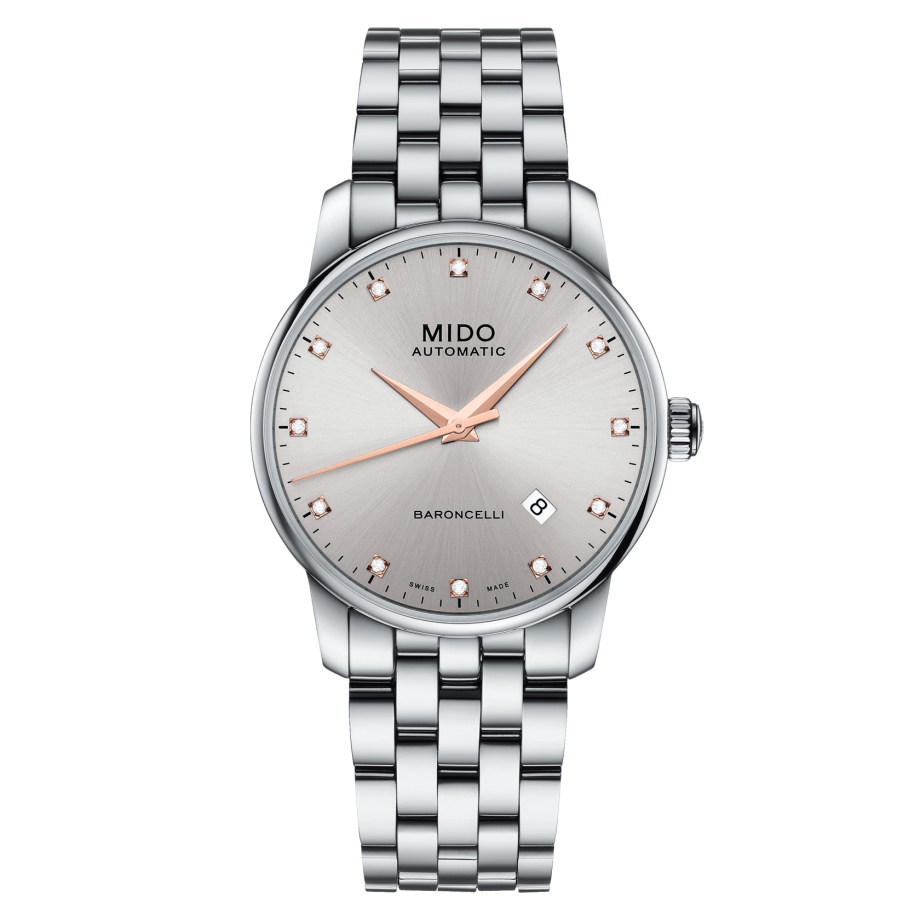 Mido Baroncelli III Automatic Silver Dial Silver Steel Strap Watch For Men - M8600.4.67.1