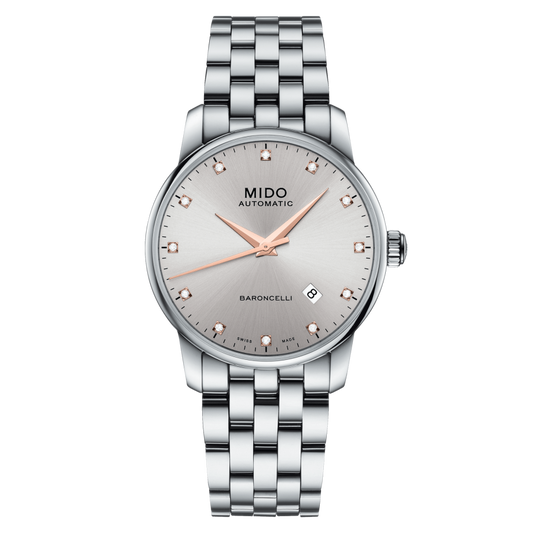 Mido Baroncelli III Automatic Silver Dial Silver Steel Strap Watch For Men - M8600.4.67.1