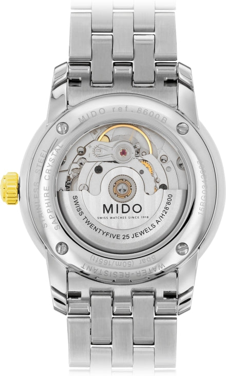 Mido Baroncelli II Automatic White Dial Silver Steel Strap Watch For Men - M8600.4.26.1