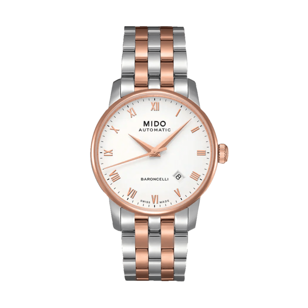 Mido Baroncelli Automatic White Dial Two Tone Steel Strap Watch For Women - M8600.9.N6.1