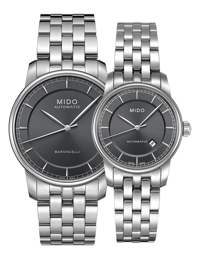 Mido Baroncelli III Automatic Grey Dial Silver Steel Strap Watch For Women - M7600.4.13.1