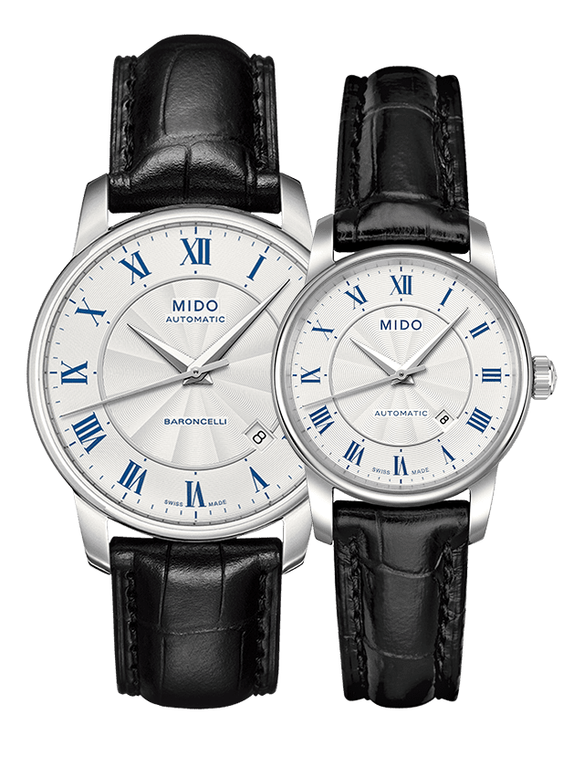 Mido Baroncelli III Automatic Silver Dial Black Leather Strap Watch For Women - M7600.4.21.4