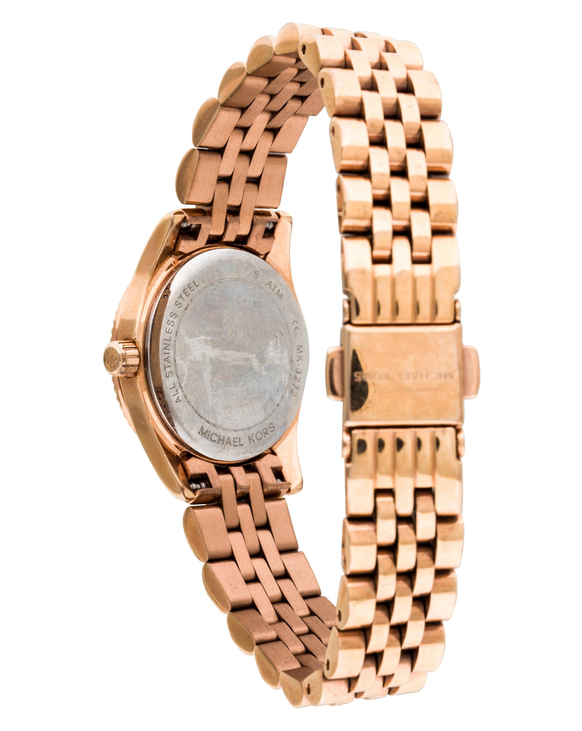 Michael Kors Lexington Quartz Blue Dial Rose Gold Steel Strap Watch For Women - MK3272