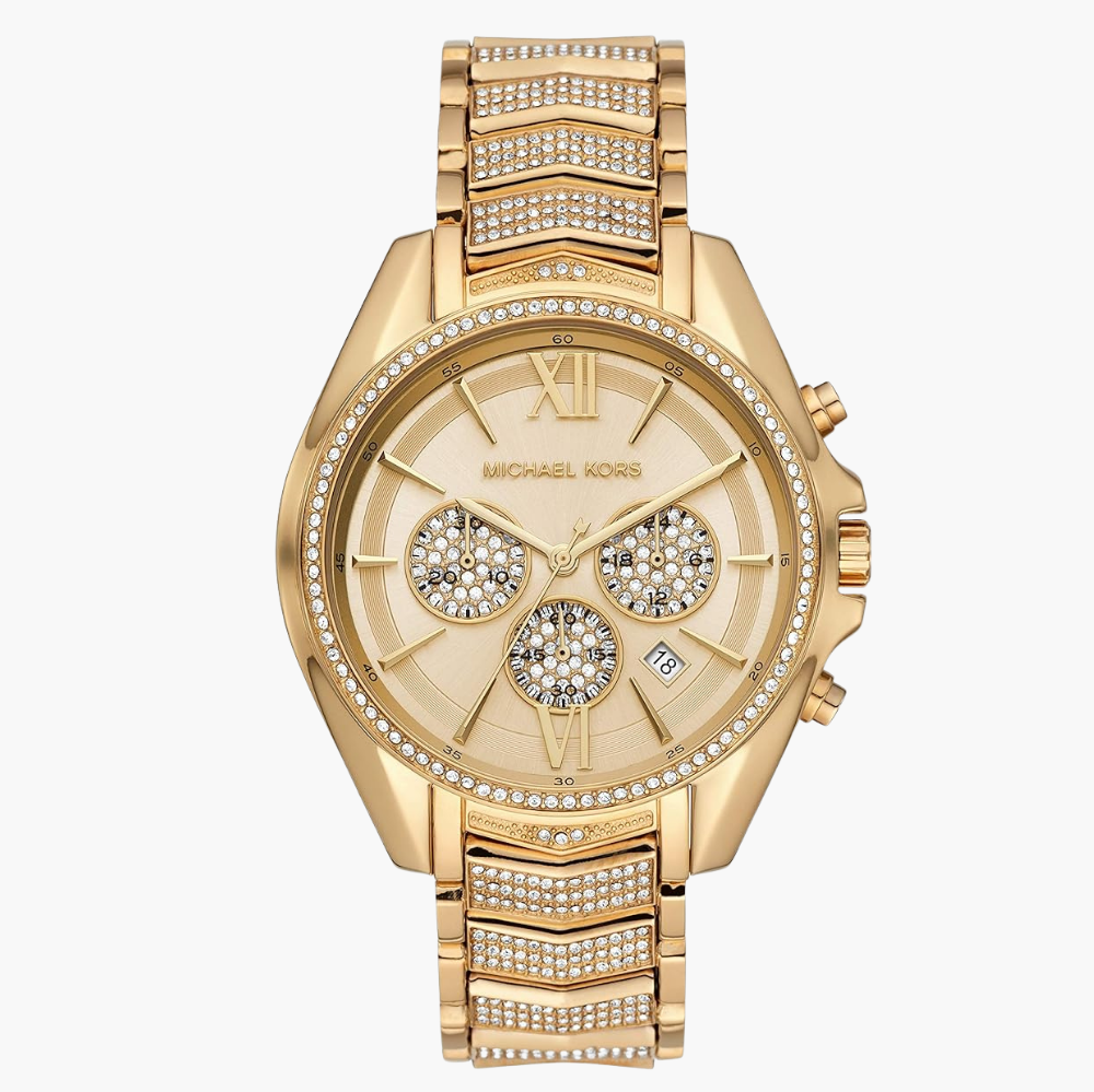 Michael Kors Whitney Chronograph Gold Dial Gold Steel Strap Watch For Women - MK6729