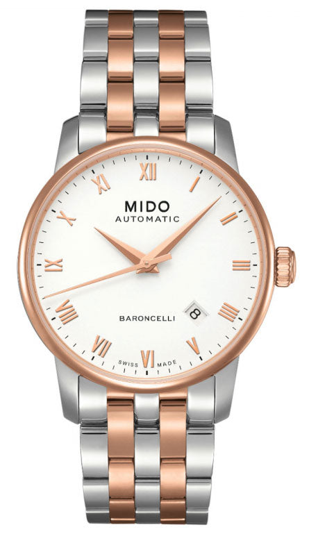 Mido Baroncelli Automatic White Dial Two Tone Steel Strap Watch For Women - M8600.9.N6.1