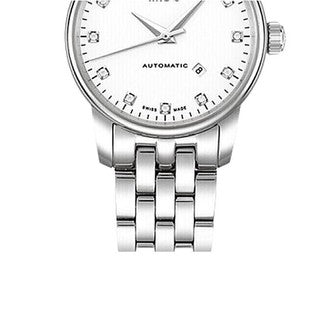 Mido Baroncelli III Automatic Diamonds White Dial Silver Steel Strap Watch For Women - M7600.4.66.1