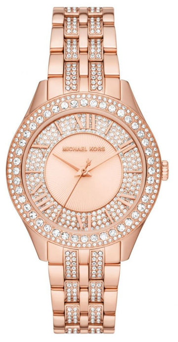 Michael Kors Harlowe Rose Gold Dial Rose Gold Steel Strap Watch For Women - MK4710