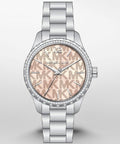 Michael Kors Layton Three Hand Pink Dial Silver Steel Strap Watch For Women - MK7298