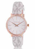 Michael Kors Pyper Quartz Silver Dial White Leather Strap Watch For Women - MK1037