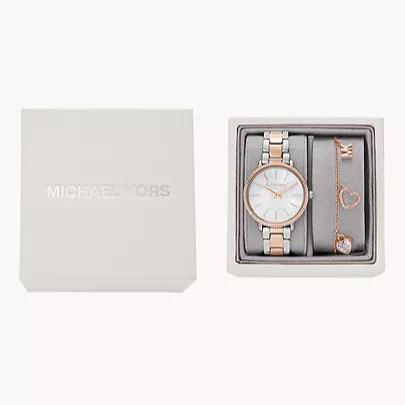 Michael Kors Pyper Quartz Mother of Pearl White Dial Two Tone Steel Strap Watch For Women - MK1066