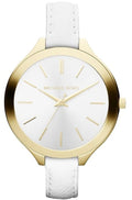 Michael Kors Slim Runway White Dial White Leather Strap Watch For Women - MK2273