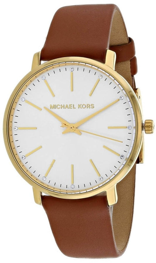 Michael Kors Pyper Quartz Silver Dial Brown Leather Watch For Women - MK2740