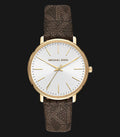 Michael Kors Pyper Quartz Silver Dial Brown Leather Strap Watch For Women - MK2857